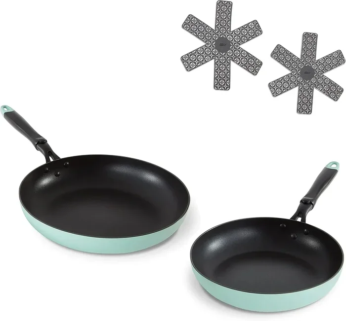 10″ and 12″ Nonstick Hard Anodized Fry Pan Cookware Set – Aqua