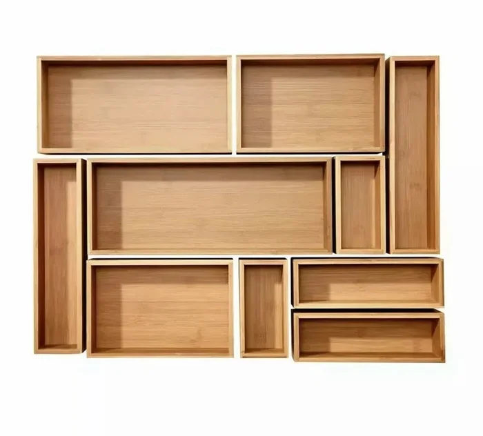 10-Piece Bamboo Storage Box Organizer Set – Natural Wood