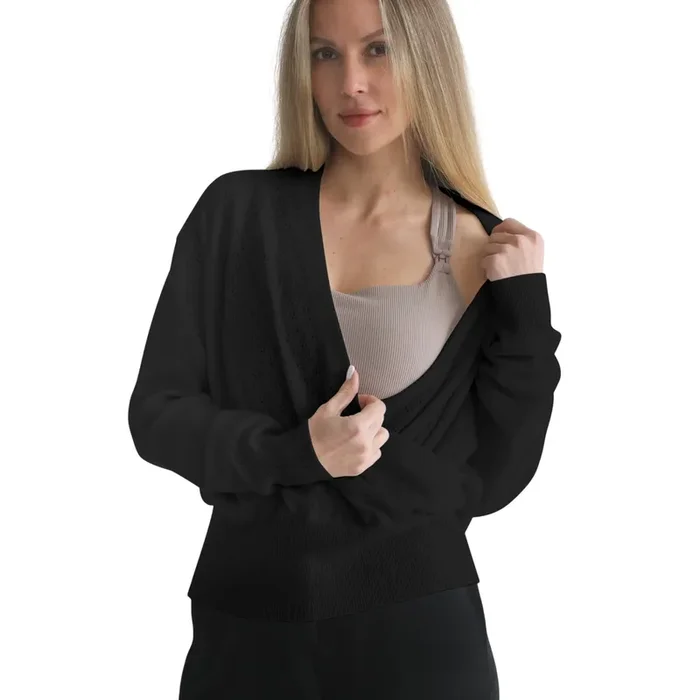 100% Cashmere Wrap Sweater – Bloom (noir)