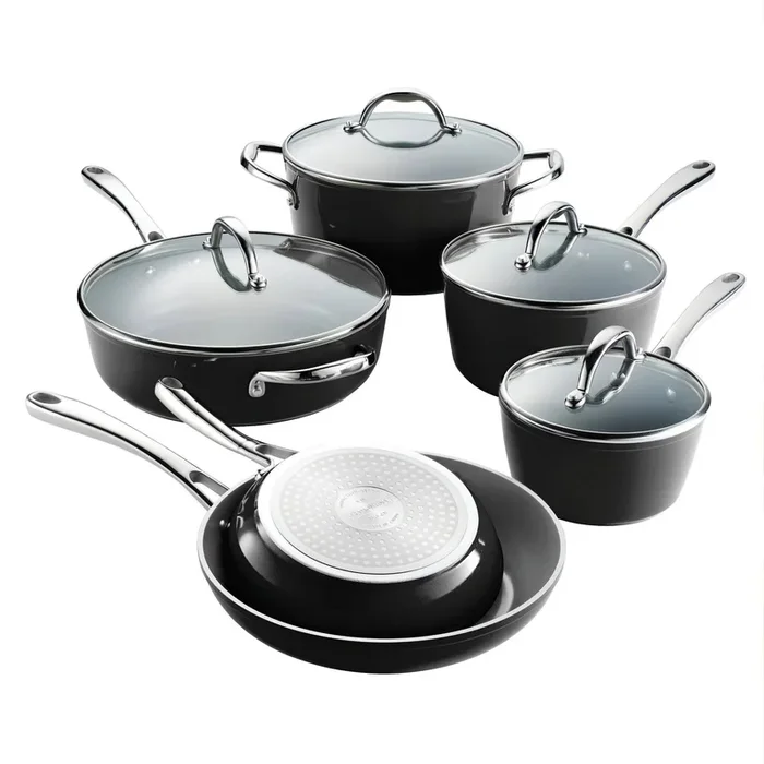 10pc Cold-Forged Induction Ceramic Cookware Set – Black