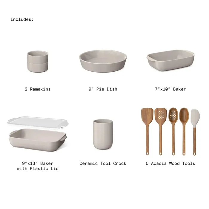 12-Piece Stoneware Bakeware & Kitchen Tools Set