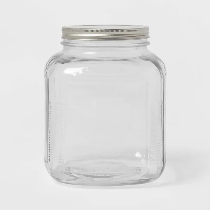 128oz Clear Glass Food Storage Jar with Stainless Steel Lid