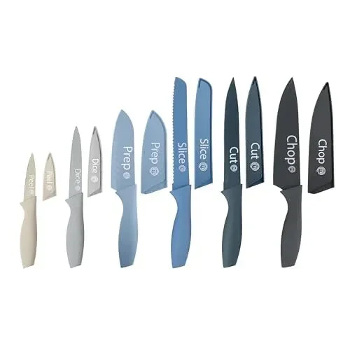 12pc Nonstick Knife Set with Covers