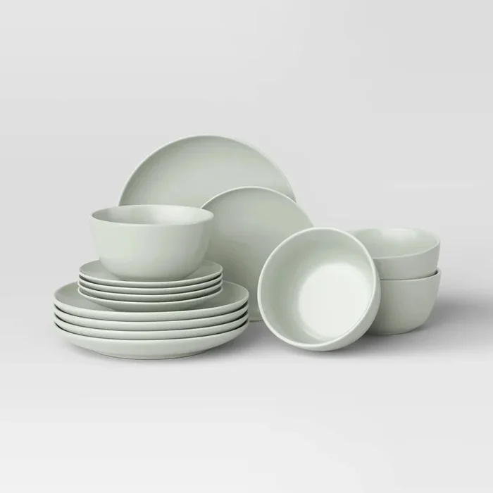 12pc Stoneware Avesta Dinnerware Set Light Green – Threshold™
