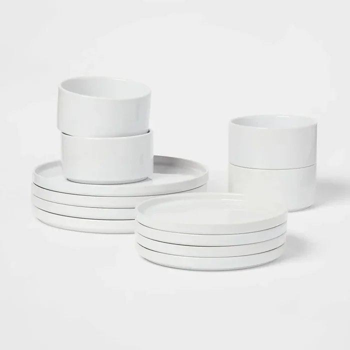 12pc Stoneware Stella Dinnerware Sets White