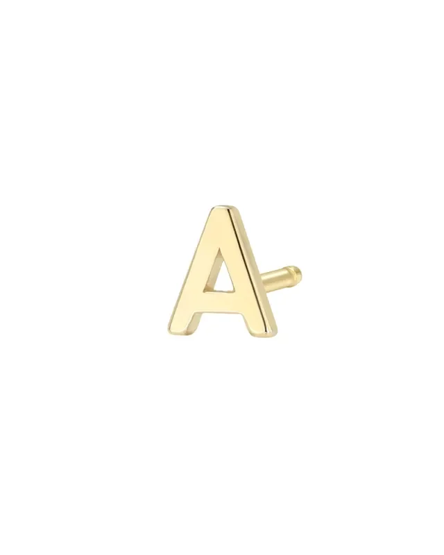 14k Gold Tiny Letter Stud Earring