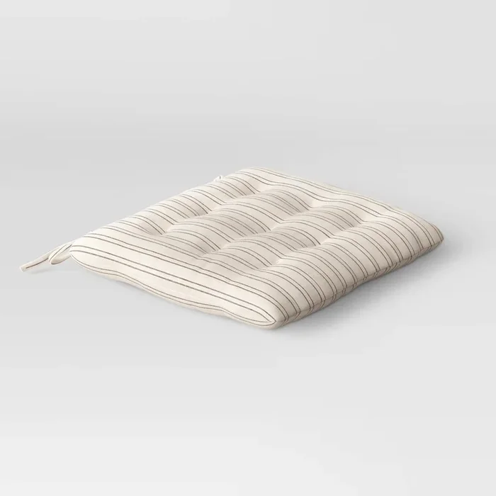 15″x15″x2.1″ Striped Chair Pad Black/Natural