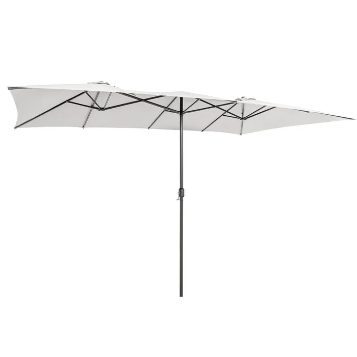 15 Feet Double-Sized Patio Umbrella With Crank Handle and Vented Tops-Beige