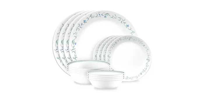 16pc Vitrelle Country Cottage Dinnerware Set: Floral Botanical Pattern