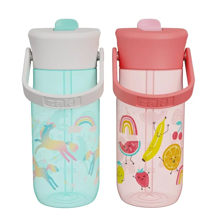 18oz Harmony Straw Water Bottle Set – Pink/Green