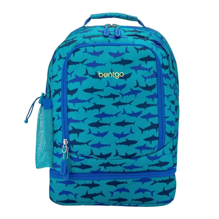 2-in-1 17″ Backpack & Insulated Lunch Bag – Shark