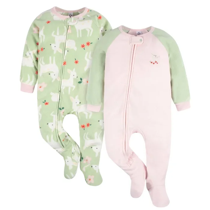 2-Pack Toddler Girls Deer Fleece Pajamas, 5T