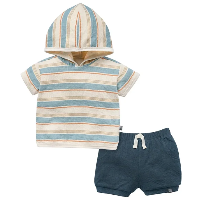 2-Piece Baby Boys Hooded Short Sleeve Top & Cuffed Shorts Set