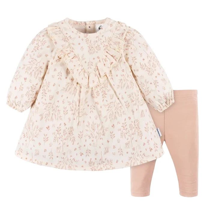 2-Piece Baby Girls Woodland Dress & Legging Set, 24M