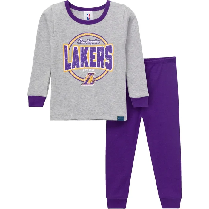 2-Piece Infant & Toddler Neutral Los Angeles Lakers Snug Fit Pajamas