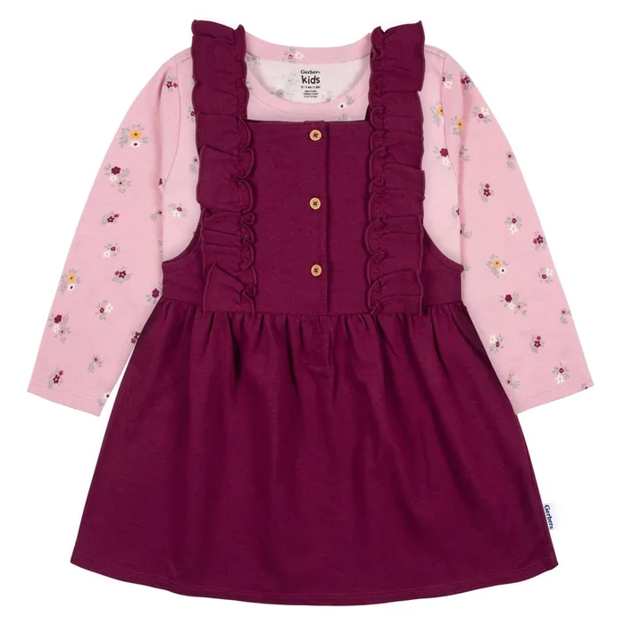 2-Piece Infant Girls Purple Floral Jumper & Top Set, 12M