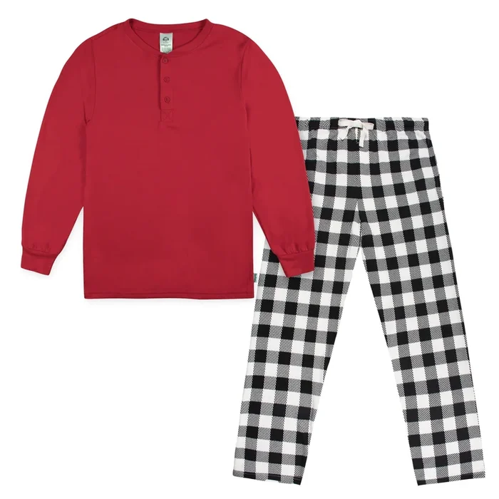 2-Piece Men’s Buffalo Plaid Hacci Pajama Set