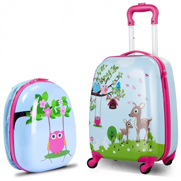 2 Pieces ABS Kids Suitcase Backpack Luggage Set- Deer