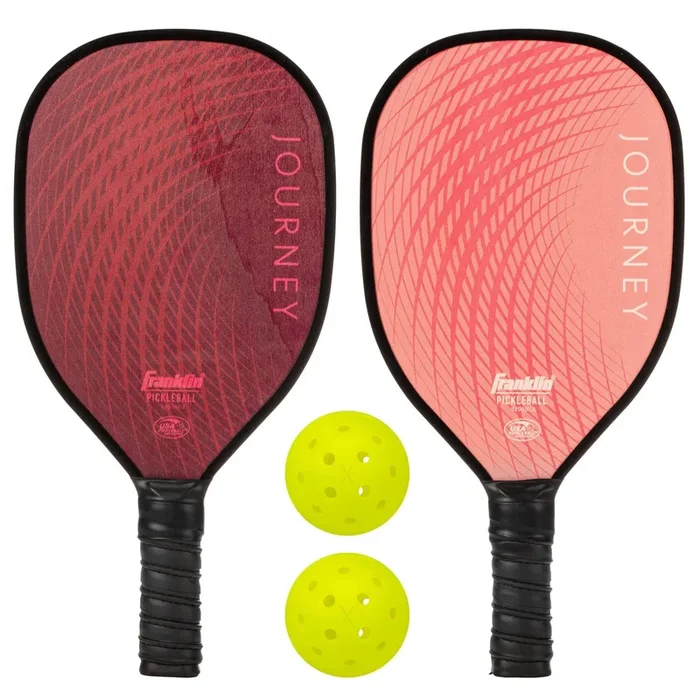 2 Player Wood Journey Pickleball Paddle and Ball Set – Pink/Burgundy