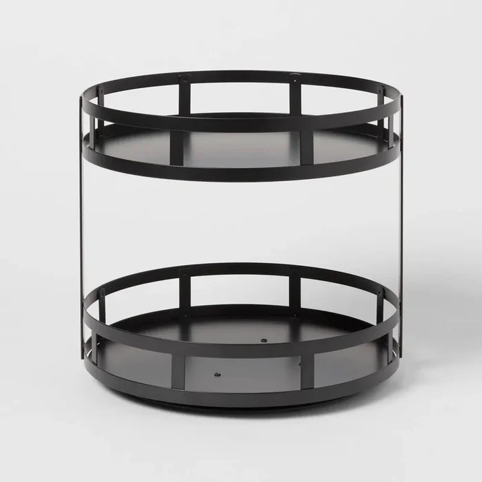 2-Tier Metal Lazy Susan Turntable – Black