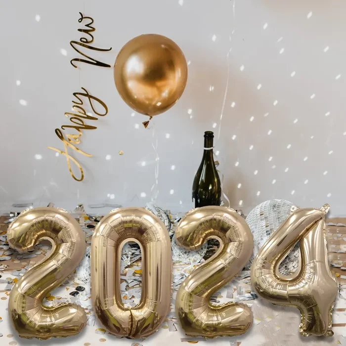 2024 Gold Number Balloons