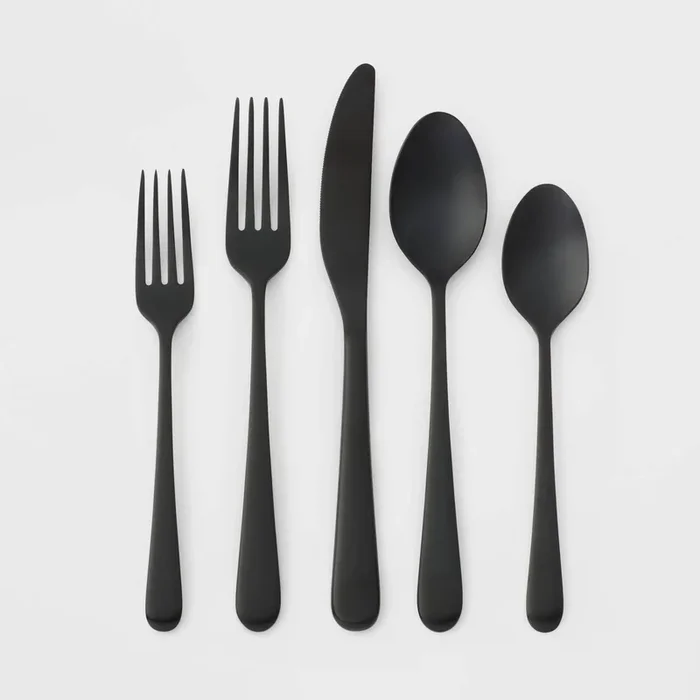 20pc Harrington Flatware Set Black