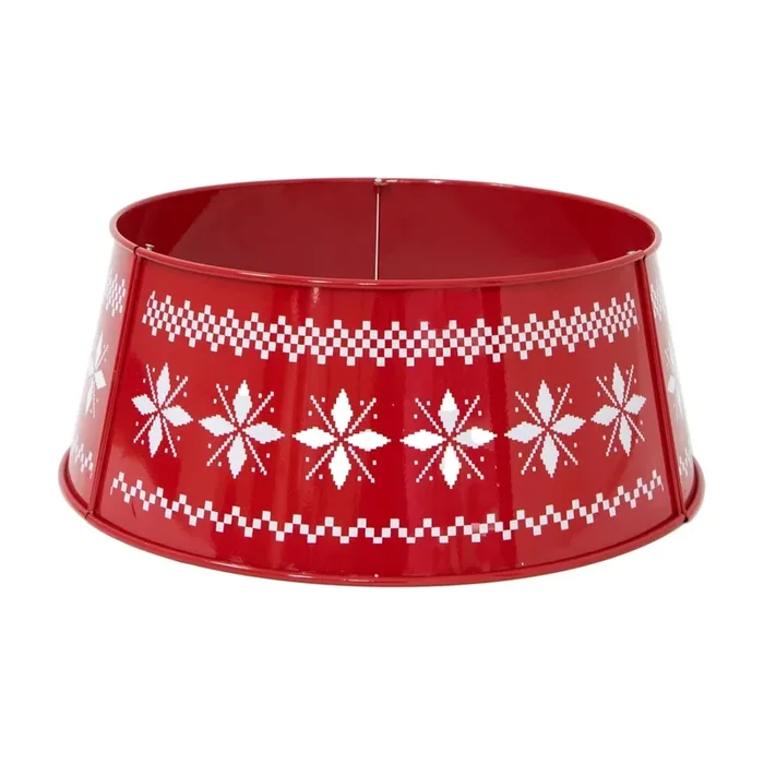 26″ Tree Ring – Red/White Snowflake
