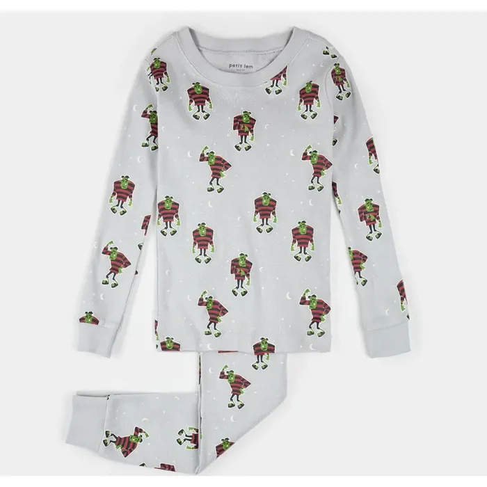 2PC PJ SET: L/S TOP + PANT KNIT-GREY LT.