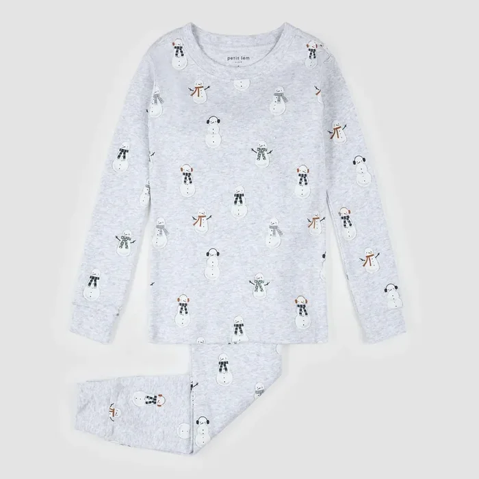2PC PJ SET: L/S TOP + PANT KNIT-HEATHER GREY LT.