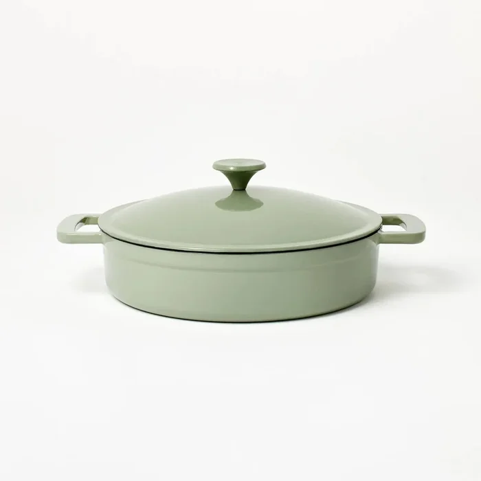 3.5qt Enamel Braiser Sage Green
