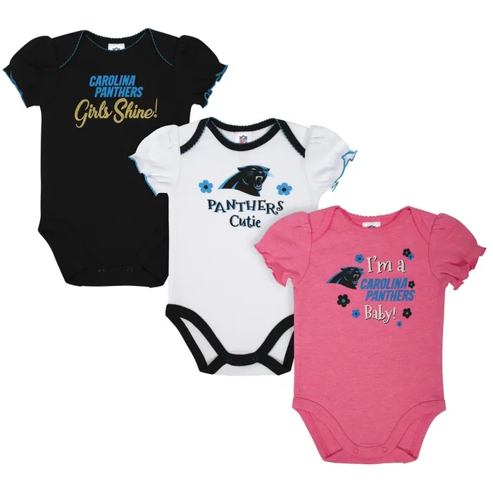 3-Pack Baby Girls NFL Short Sleeve Bodysuits (Discontinued)