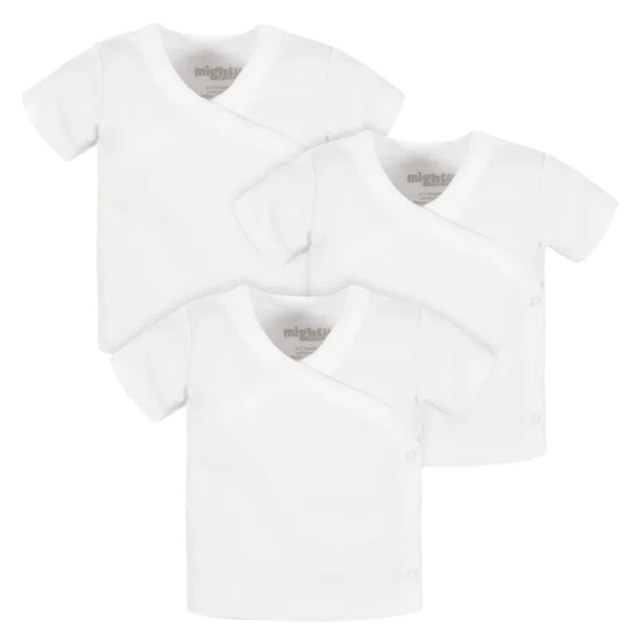 3-Pack Baby Neutral White Short Sleeve Side Snap Tee