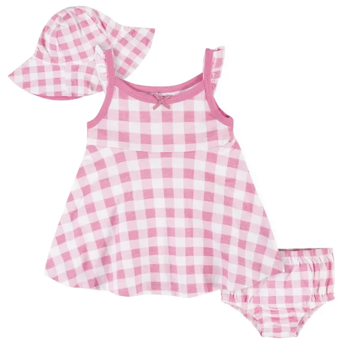 3-Piece Baby & Toddler Girls Summer Blossom Dress, Diaper Cover & Sun Hat Set