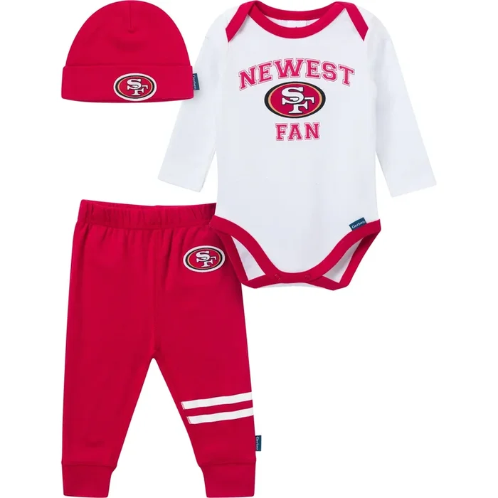 3-Piece Baby Boys San Francisco 49ers Bodysuit, Active Pant and Cap Set