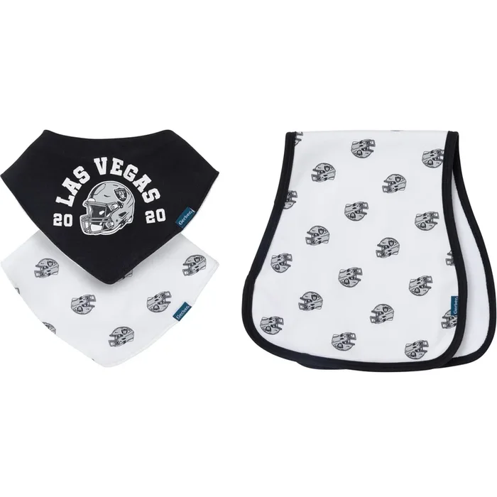 3-Piece Baby Las Vegas Raiders Bibs and Burp Cloth Set