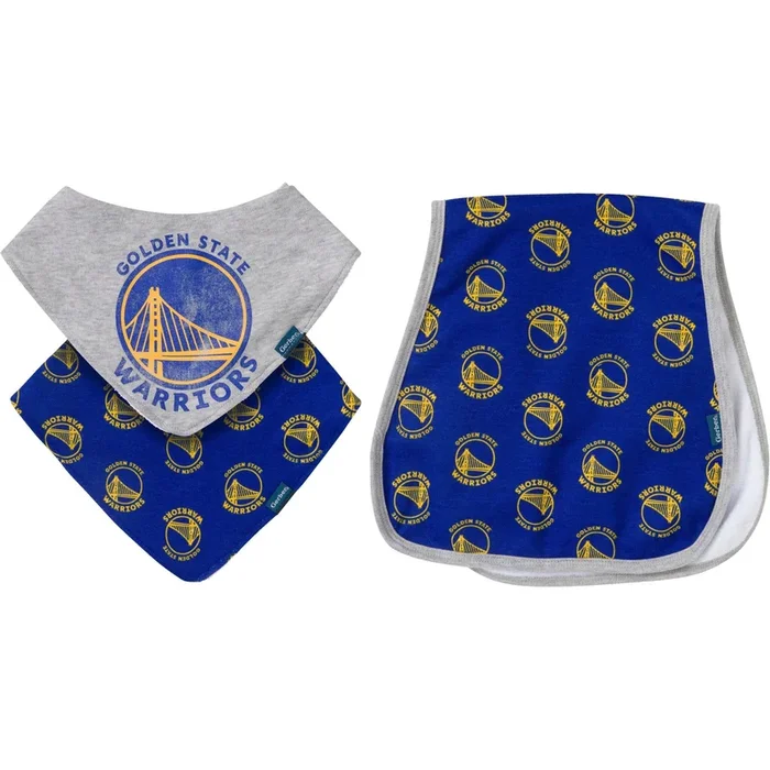 3-Piece Baby Neutral Golden State Warriors Bandana Bib and Burp Cloth Set