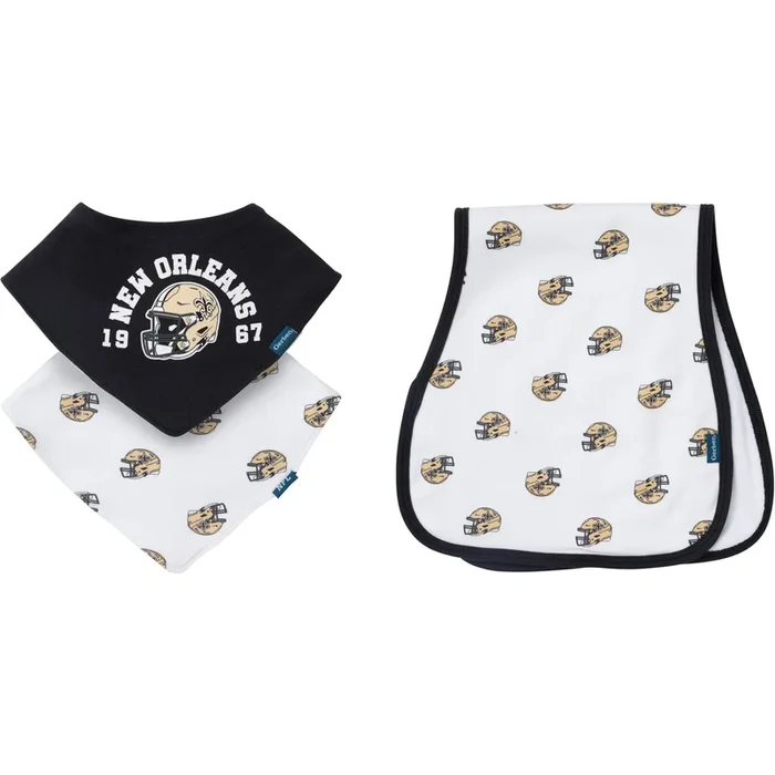3-Piece Baby New Orleans Saints Bibs and Burp Cloth Set