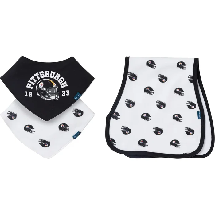 3-Piece Baby Pittsburgh Steelers Bibs and Burp Cloth Set