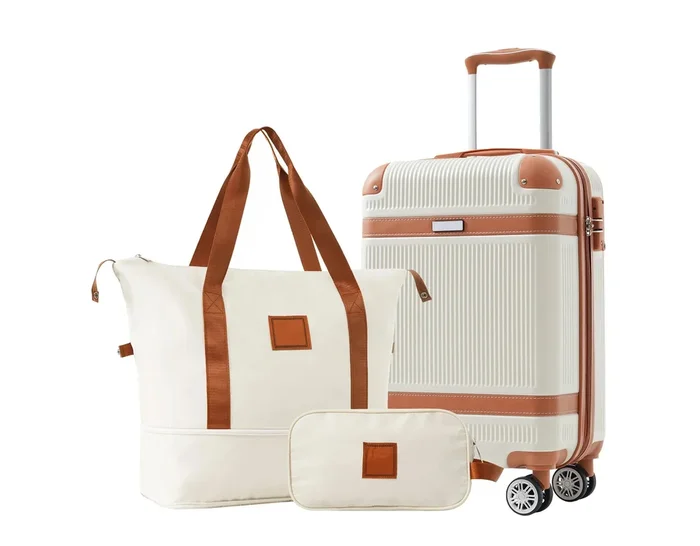 3-Piece Lightweight Hard Shell Carry-On Luggage Set – White
