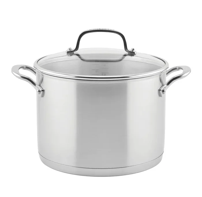 3-Ply Base Stainless Steel 8qt Stockpot with Lid