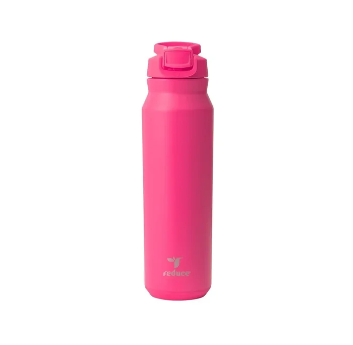 32oz Hydrate Pro Vacuum Insulated Stainless Steel Water Bottle Dark Pink: Dishwasher-Safe, Flip-Top Straw