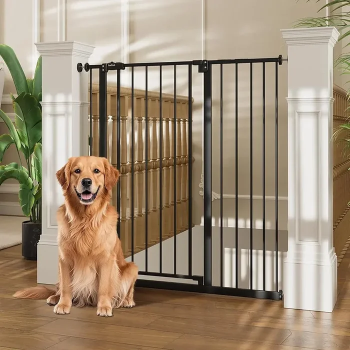 36″ Extra Tall Baby Gate for Stairs, 28.9-42.1″ Dog Gates for Doorways One-Hand Open,Dual Lock Dog Gates for the House, Hallways, Bedroom, S
