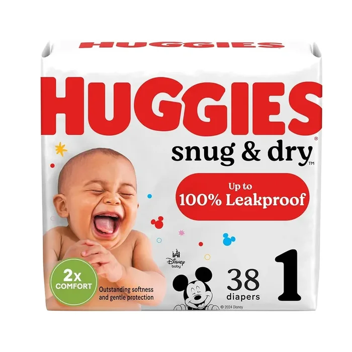 38ct Snug & Dry Newborn Diapers – Size 1 (8-14 lbs)
