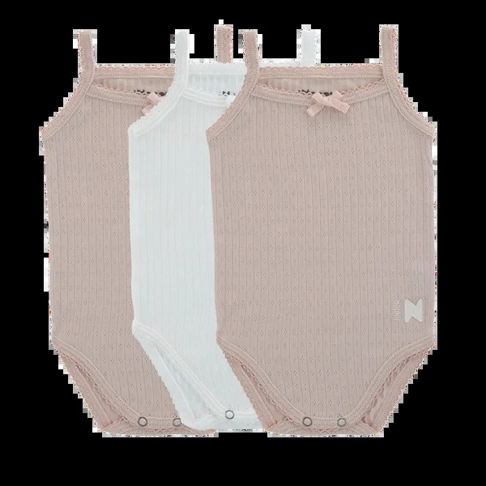 3Pk Pointelle Bodysuits – Mauve/white