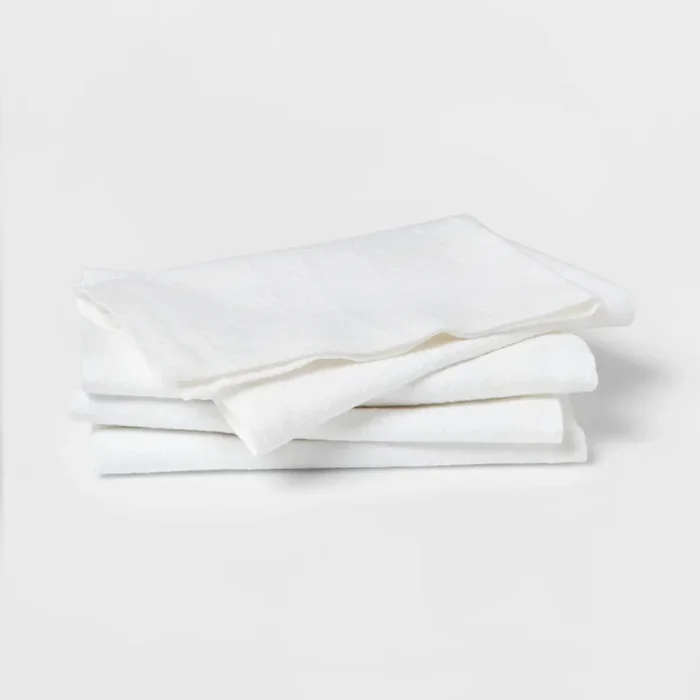 4-Pack Cotton Easy Care Napkins – Solid White Cloth, Machine Washable, 18″x18″, Kitchen Textiles