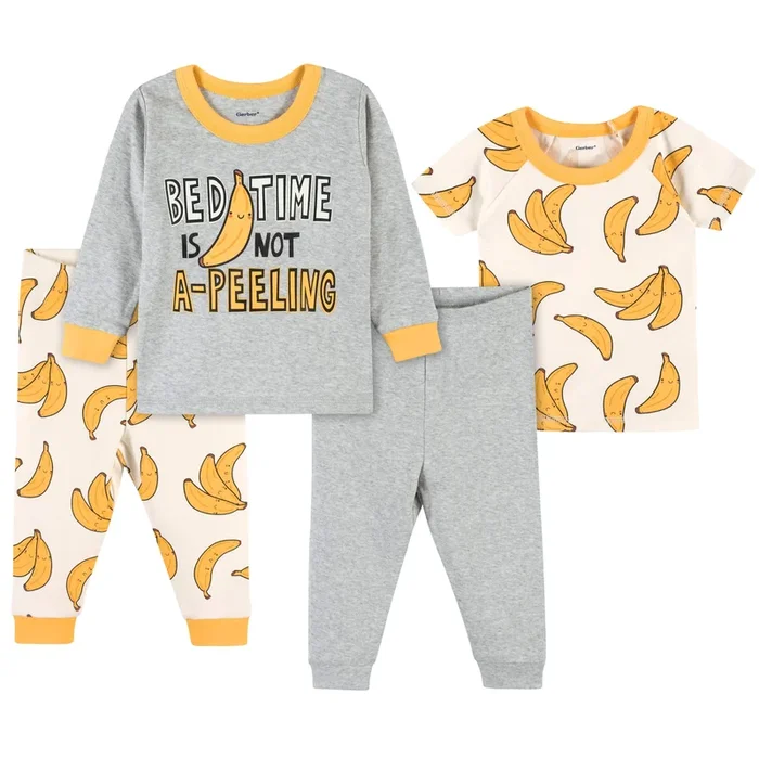 4-Piece Baby & Toddler Bananas Snug Fit Cotton Pajamas