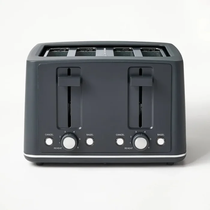 4 Slice Toaster Thin Chrome Trim Band Gray