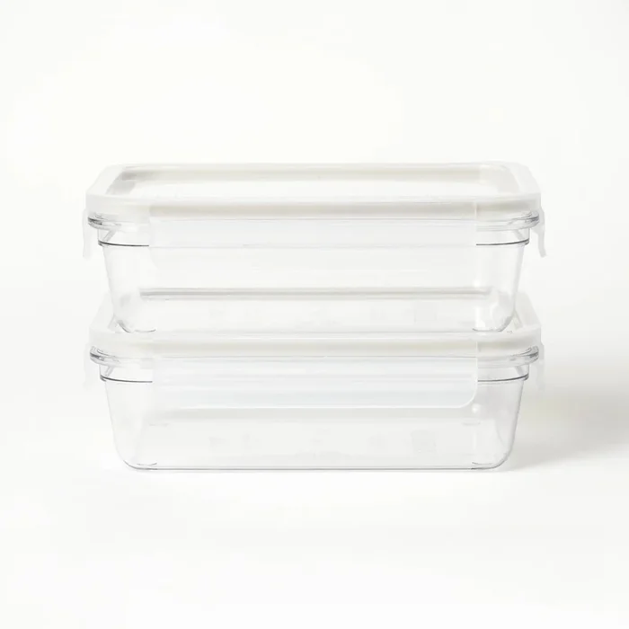 4pc (set of 2) 5.5 Cup Tritan Plastic Rectangle Food Storage Container Set