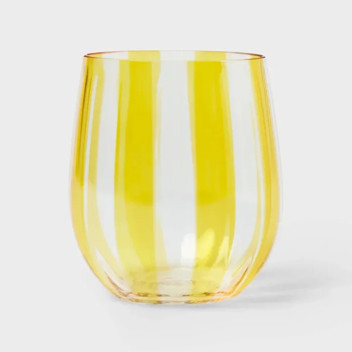 4pk 14 fl oz Striped Stemless Wine Glasses – ™