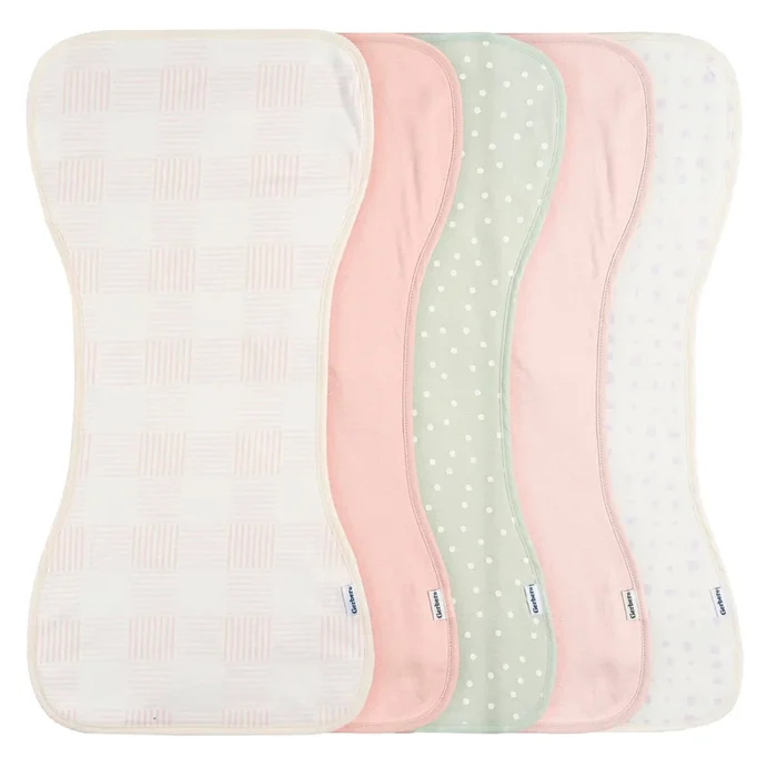 5-Pack Baby Girls Pink Plaid Jersey Burp Cloths
